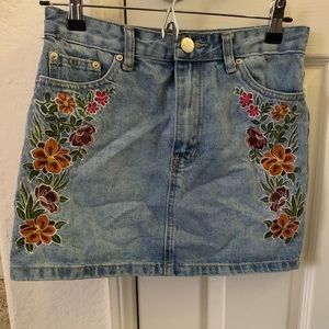 Forever 21 Floral and Denim Skirt